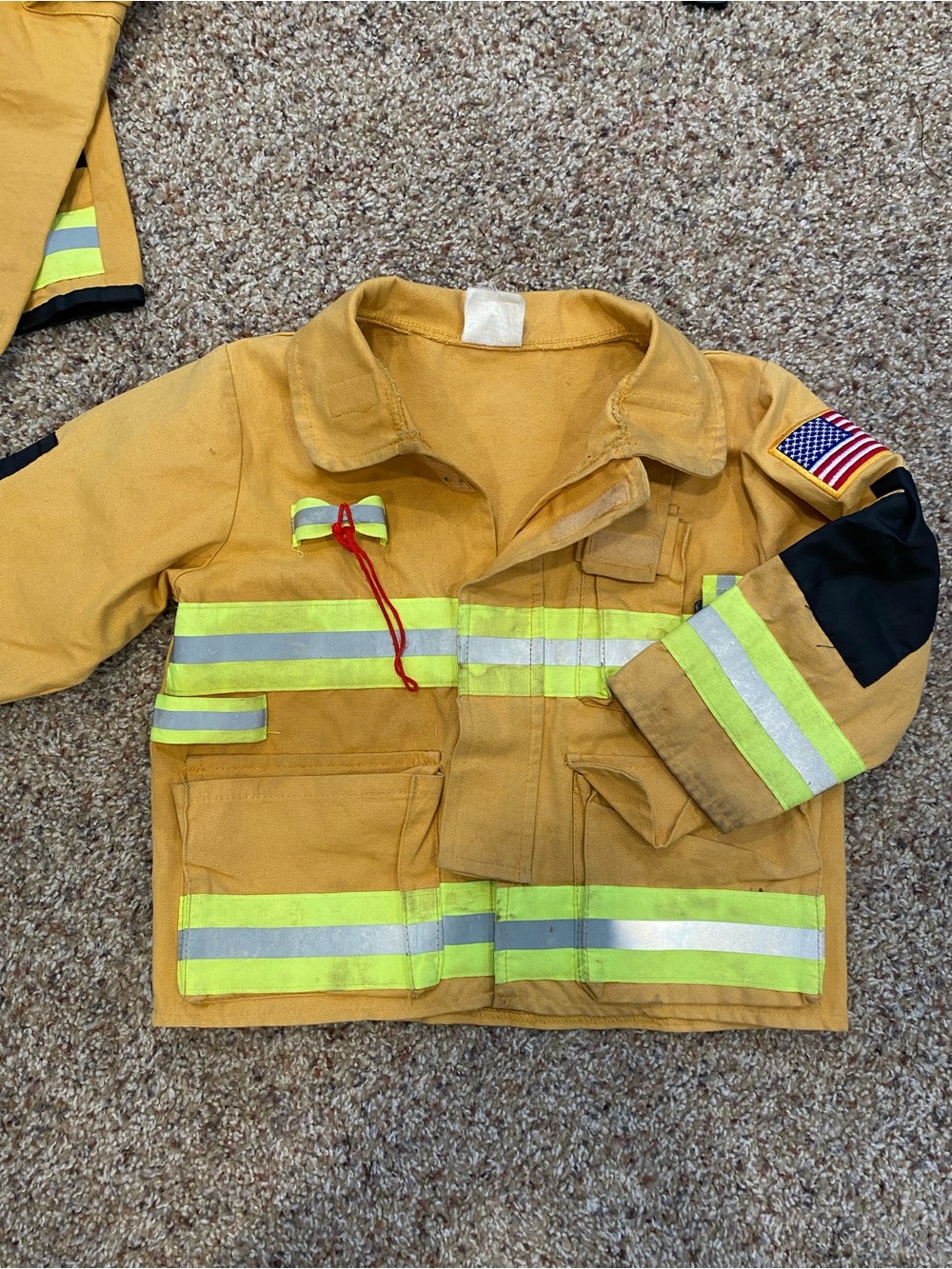 3-4T Kids Yellow Firefighter Costume with Reflective Stripes - Picture 7 of 7